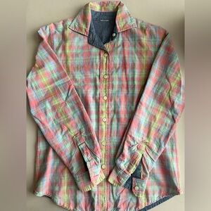 🩷💙🇫🇷FACONNABLE Plaid Denim Reversible Shirt
